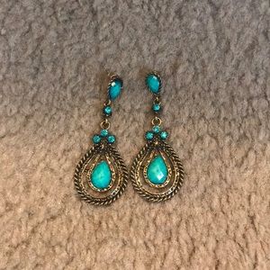 Turquoise and Gold Statement Earrings
